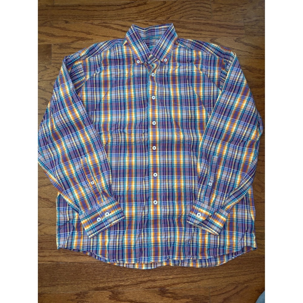Alan Flusser Multicolored Button Up Shirt Size Large